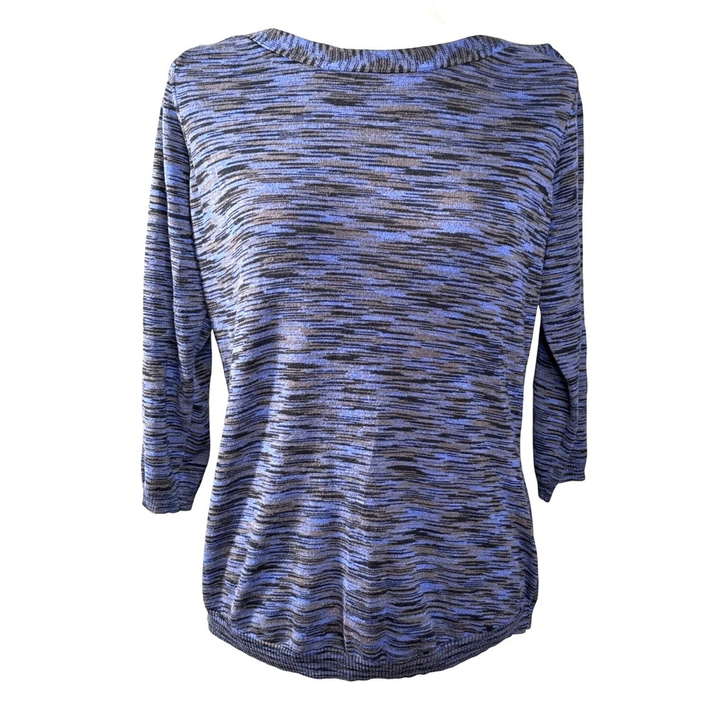 THE LIMITED Blue Black Heathered Knit Boat Neck 3/4‎ Sleeve Top Women's Size L